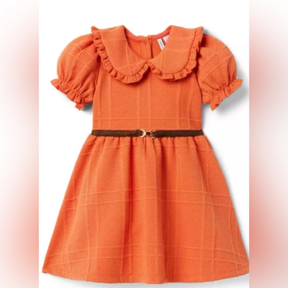 Janie And Jack The Equestrian Collared Dress In Blazing Sun Color Size 18-24 mos